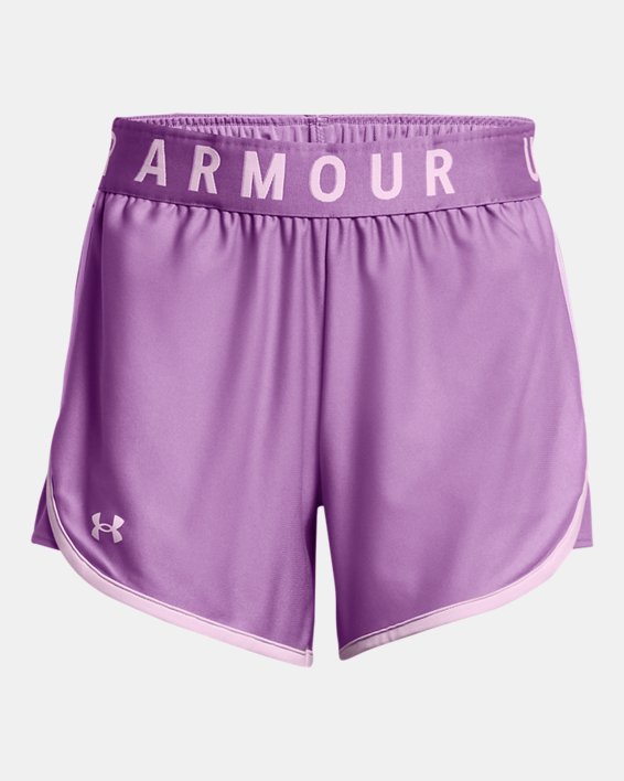 Women's UA Play Up 5" Shorts, Purple, pdpMainDesktop image number 4